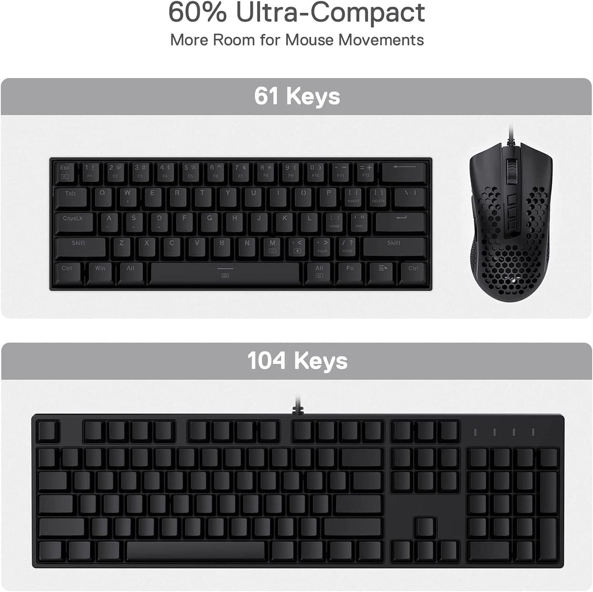 K630 Dragonborn 60% Wired RGB Gaming Keyboard - Compact 61-Key Mechanical Keyboard with Tactile Brown Switches for Enhanced Gaming Experience
