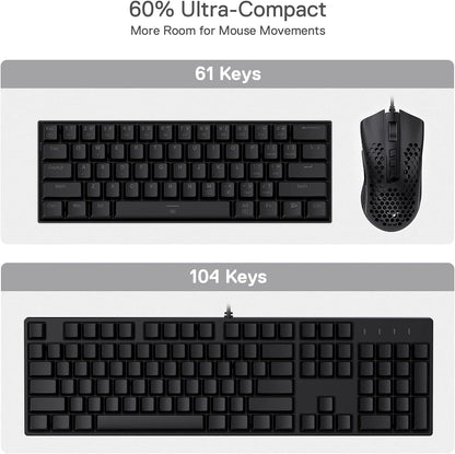 K630 Dragonborn 60% Wired RGB Gaming Keyboard - Compact 61-Key Mechanical Keyboard with Tactile Brown Switches for Enhanced Gaming Experience