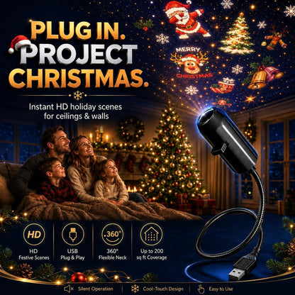 Plug and Play HD Christmas Projector, Holiday Projector Lights Indoor with 6 or 10 Festive Scenes, 5D Holographic Night Light Projector, No Wifi or App Needed, Auto Shut-Off, Silent Operation (10PCS)