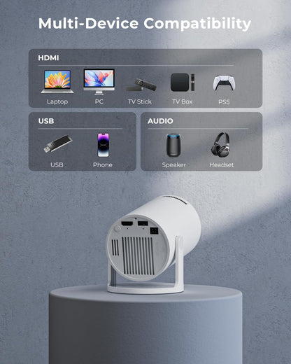 Mini Projector, Portable Projector with Wifi and Bluetooth, Built in Apps