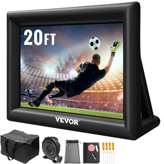 20FT Inflatable Movie Screen with 350W Air Blower - Outdoor Projector Screen Made of Oxford Fabric for Front and Rear Projection