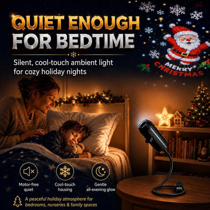 Plug and Play HD Christmas Projector, Holiday Projector Lights Indoor with 6 or 10 Festive Scenes, 5D Holographic Night Light Projector, No Wifi or App Needed, Auto Shut-Off, Silent Operation (10PCS)